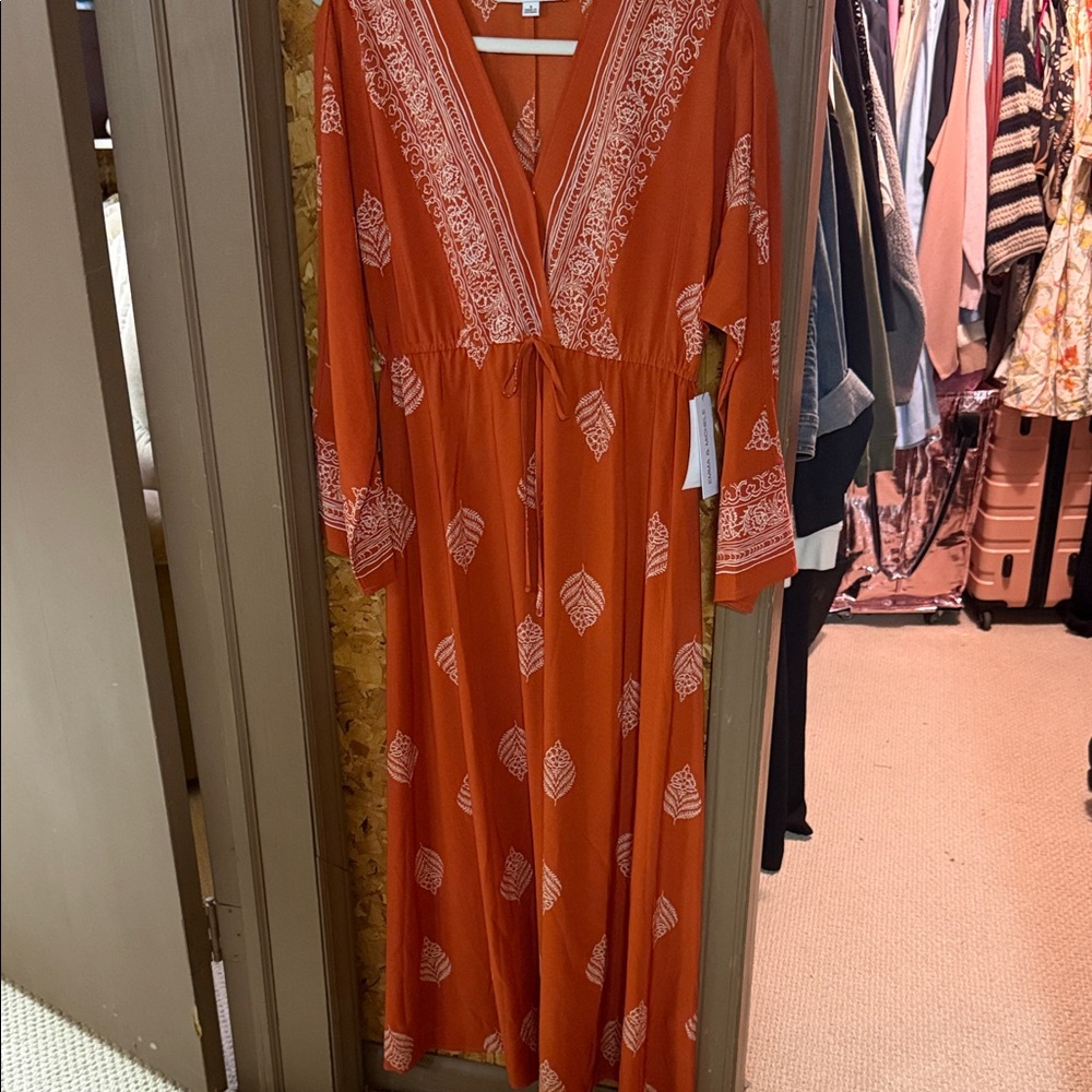 Emma & Michele Orange Dress with White Accents